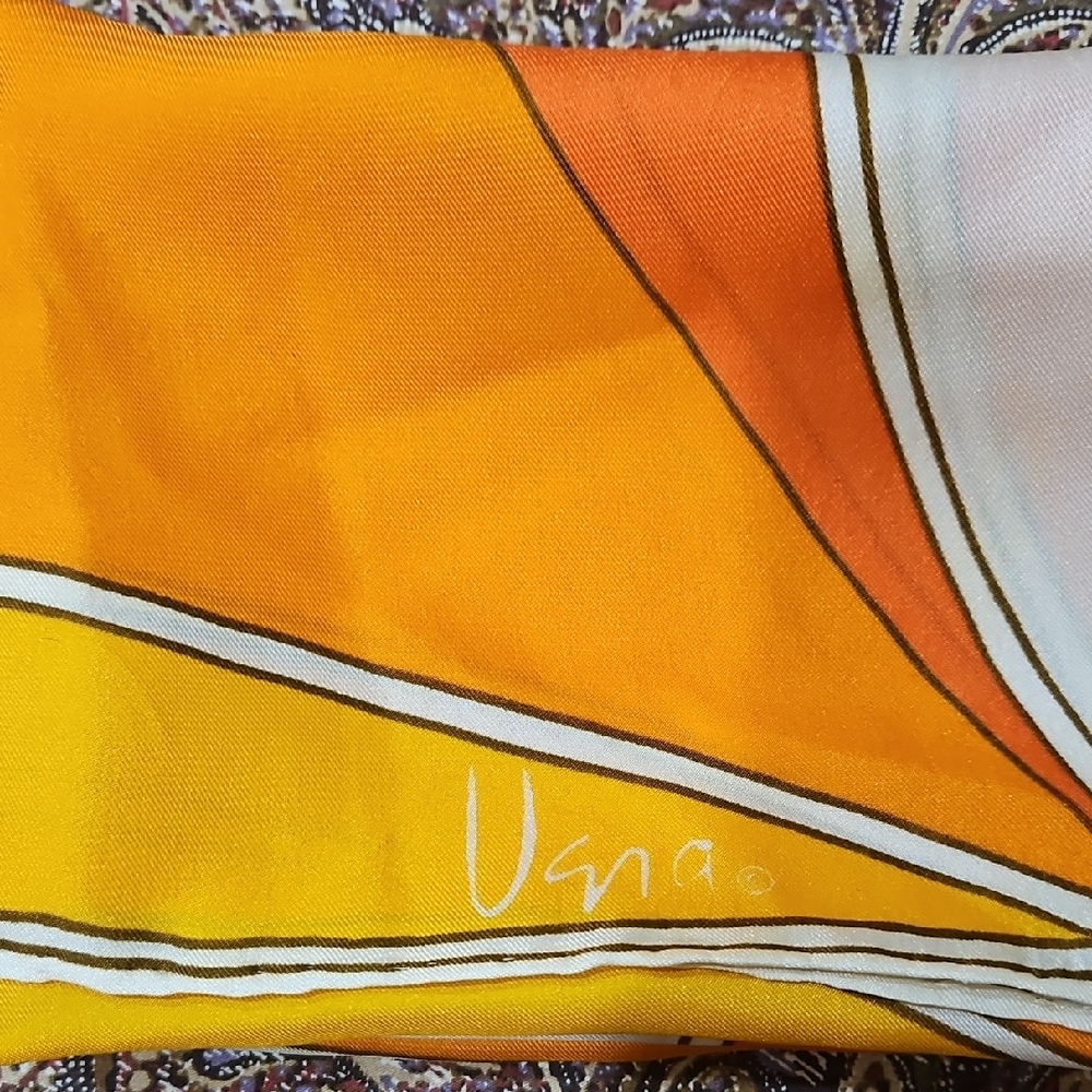 SCARVES BY VERA All Silk Handrolled Made In Japan Vera Yellow Orange Coral Brown